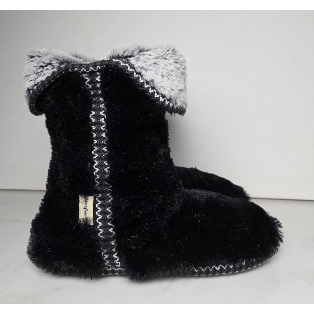 Dearfoam Fuzzy Moccasin Slippers Ankle Booties Sz Large 9-10